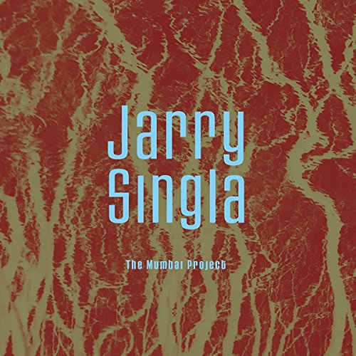 "Album cover with red and beige abstract pattern, featuring 'Jarry Singla' in large blue text."