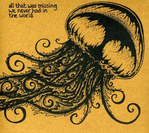 CD cover with a black, swirling, organic shape on a tan background.