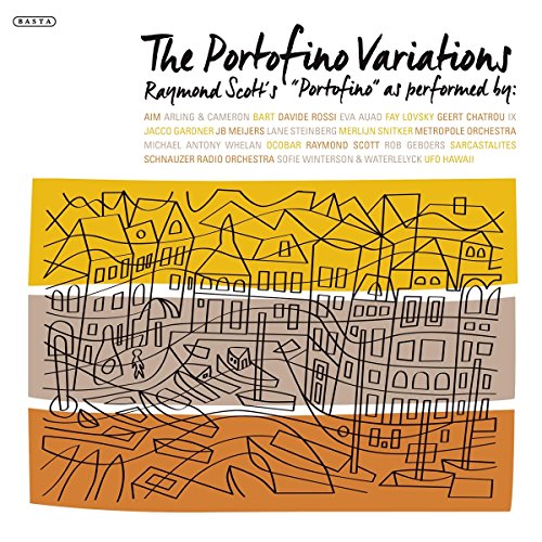 Vinyl record sleeve with abstract cityscape artwork and gold vinyl partially visible.