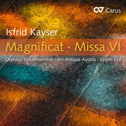 "CD cover with abstract stone texture and text: 'Isfrid Kayser, Magnificat, Missa VI'."