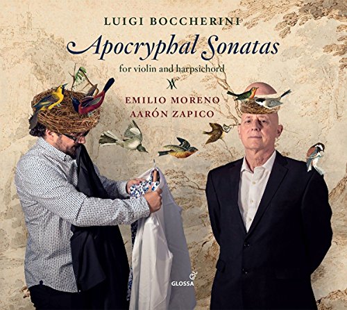 "CD cover featuring two men with birds on their heads."