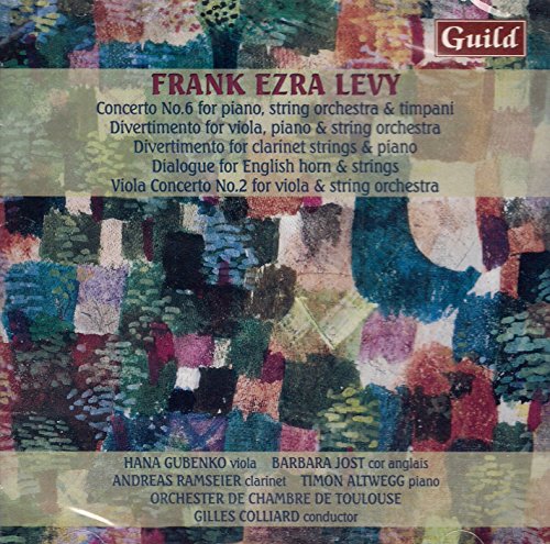 "CD cover with abstract mosaic background, titled 'Frank Ezra Levy' in red text."