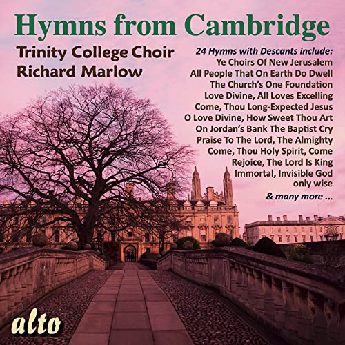 CD cover: Trinity College Choir hymns with a Cambridge University building.