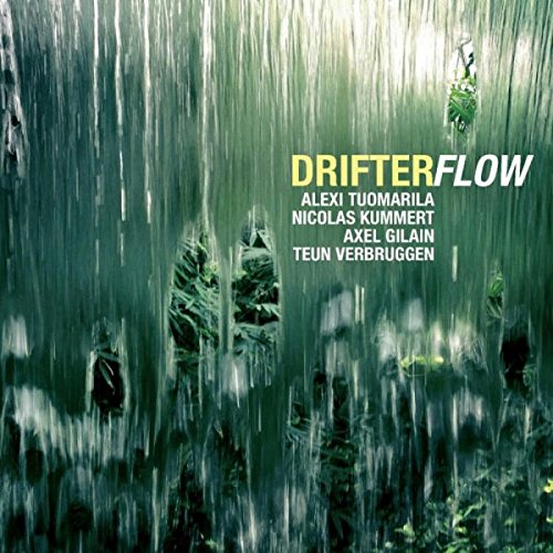 Vinyl album cover for "Drifter - Flow" with a blurred waterfall image.