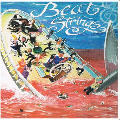 Album cover art: sinking yacht with dancing people, red water, and "Beat Strings" text.