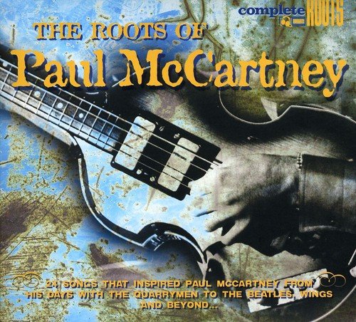 "CD cover with electric guitar and hand, titled 'The Roots of Paul McCartney'."