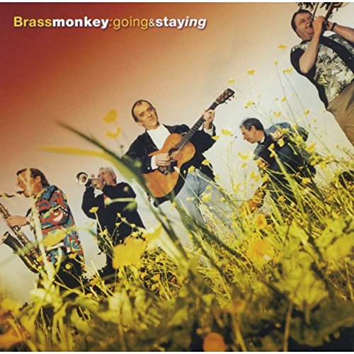 "CD cover with five musicians playing instruments in a field of tall grass and flowers."
