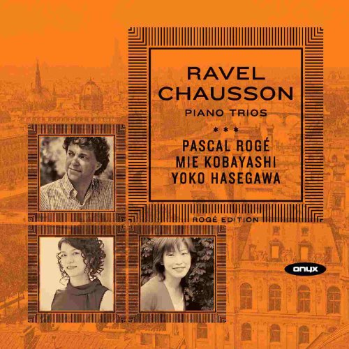 CD cover featuring portraits of musicians and composers Ravel & Chausson.