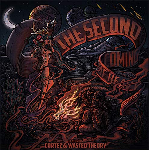 Vinyl album cover with ornate illustration of a figure, fire, and planets.