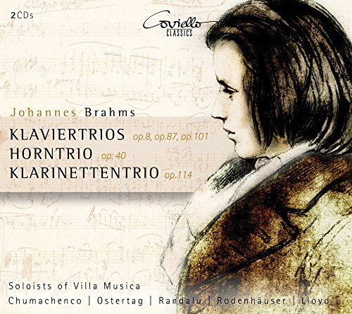 CD cover featuring a sketched portrait of composer Johannes Brahms.