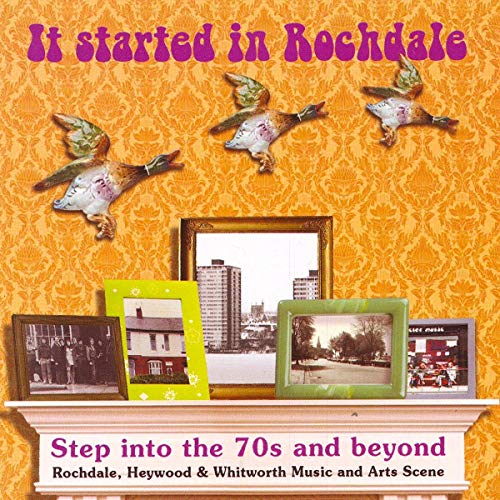 CD cover with vintage photos, decorative ducks, and orange patterned wallpaper.