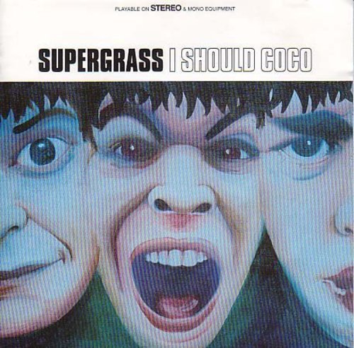 Supergrass - I Should Coco" CD cover with distorted faces and eyes.