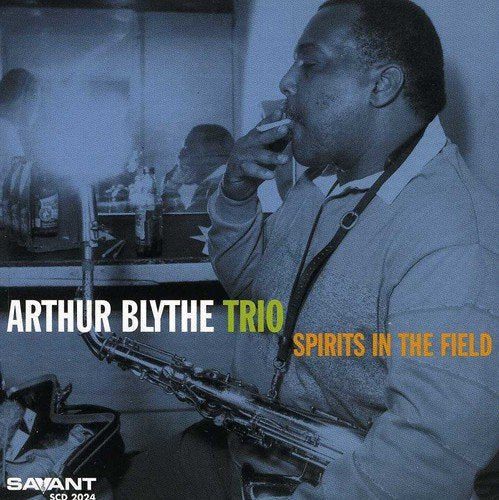 Album cover featuring a man playing saxophone with blue tint and text overlay.
