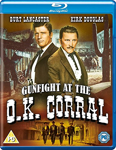 Gunfight at the O.K. Corral" Blu-ray cover featuring Burt Lancaster and Kirk Douglas.