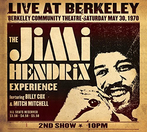 Jimi Hendrix album cover for "Live At Berkeley," vintage style.