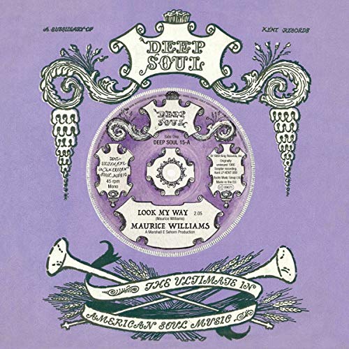 Purple 7-inch vinyl record label for Maurice Williams’ “Look My Way.”
