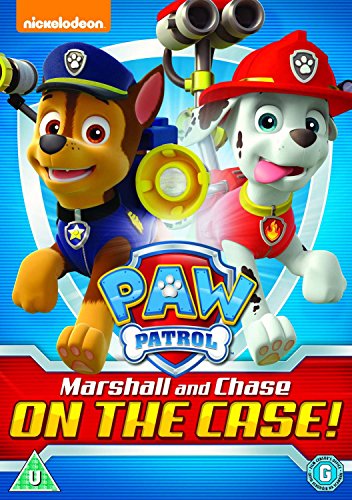 DVD cover featuring cartoon dogs Marshall and Chase from Paw Patrol.