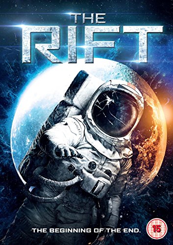 DVD cover of "The Rift" featuring an astronaut in a damaged spacesuit.
