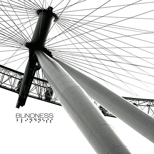 "Album cover featuring a black and white image of large metal structure with cables."