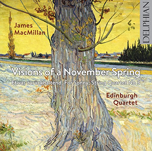 "CD cover featuring a painting of a tree trunk in a snowy landscape."