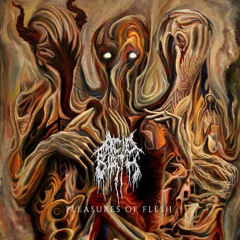 Dark, painted album cover with distorted figures and band logo.
