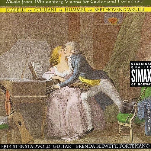 CD cover: 19th-century couple with guitar and fortepiano, classical music.