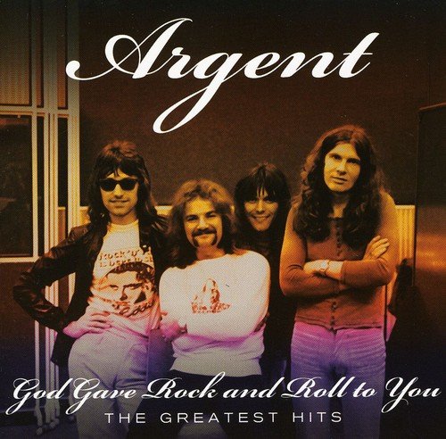 "CD cover featuring the band Argent posing together, with cursive text and title."