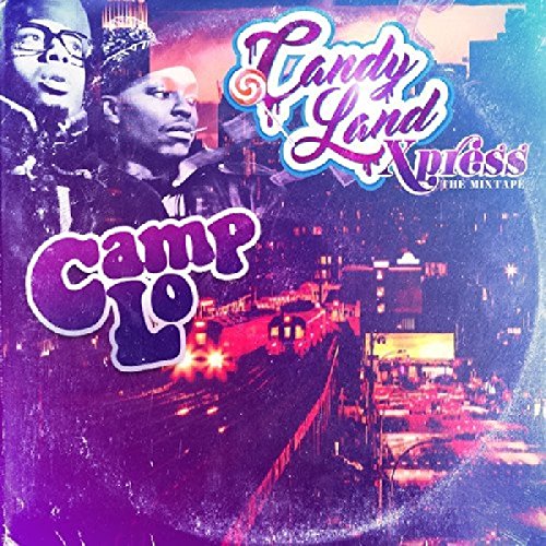 "CD cover with cityscape and two men's portraits, purple and blue hues."