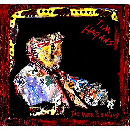 "Album cover with abstract, multicolored figure on black background, artist and title in red."