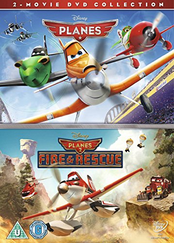 DVD cover for "Planes" and "Planes 2: Fire & Rescue" featuring cartoon airplanes.