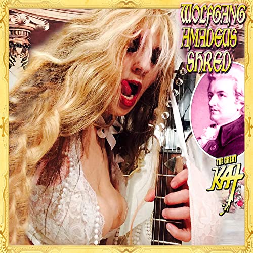 CD cover featuring a blonde woman playing guitar and a portrait of Mozart.