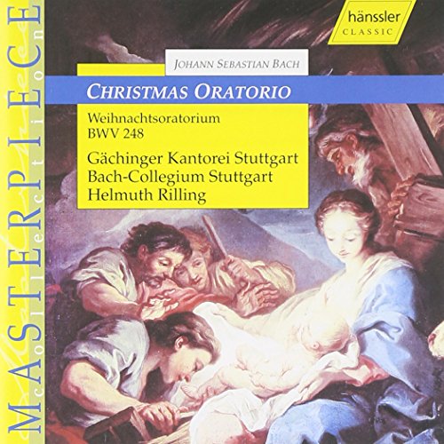 CD cover for Bach’s Christmas Oratorio, featuring a Nativity painting.