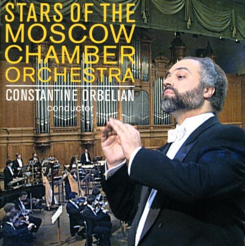 Conductor Constantine Orbelian leads the Moscow Chamber Orchestra on a classical music CD cover.