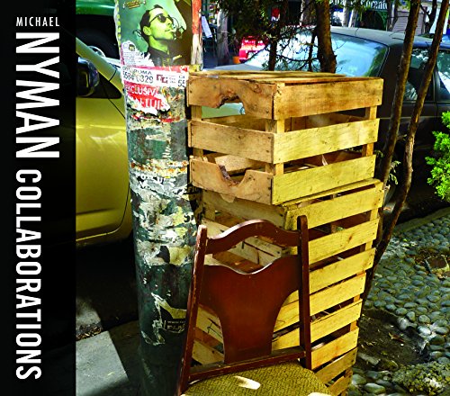 CD cover with a street scene: wooden crates, a chair, and posters.