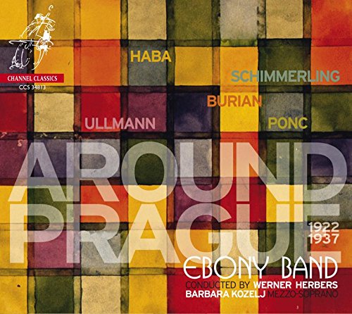 "CD cover with mosaic background and 'Around Prague' text in large letters."