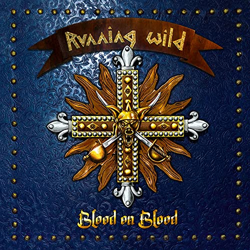 CD cover: ornate cross with skull, swords, and band name "Running Wild".