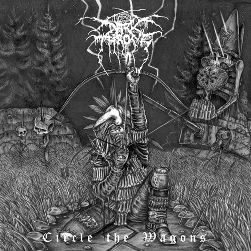 "Black and white album cover art featuring a skeleton wielding a lightning bolt."