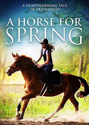 Girl riding a brown horse through a forest, DVD cover.