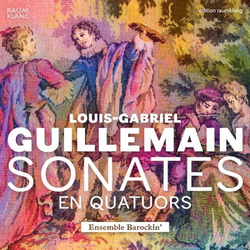 "CD cover with Renaissance-era illustration and white text, featuring 'Guillemain Sonates'."