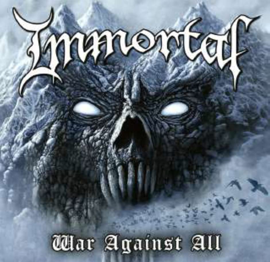 Album cover for Immortal’s “War Against All” featuring a skull-like mountain.