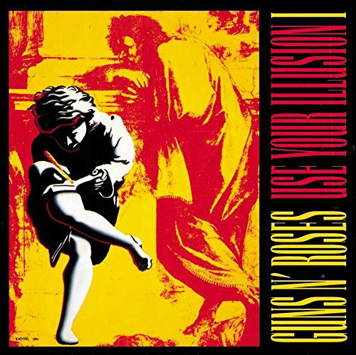 "Guns N' Roses vinyl album cover featuring a stylized illustration of a man drawing."