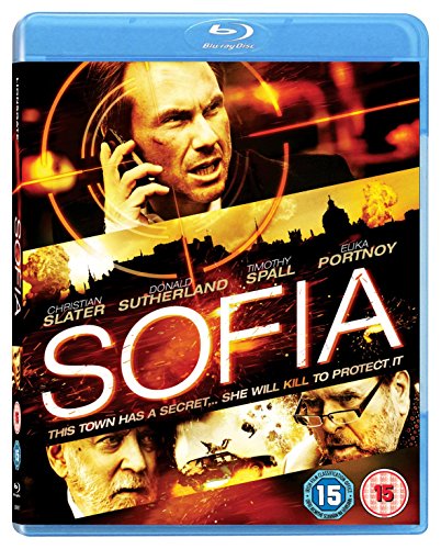 Sofia" Blu-ray cover featuring Christian Slater, intense expression, and cityscapes.