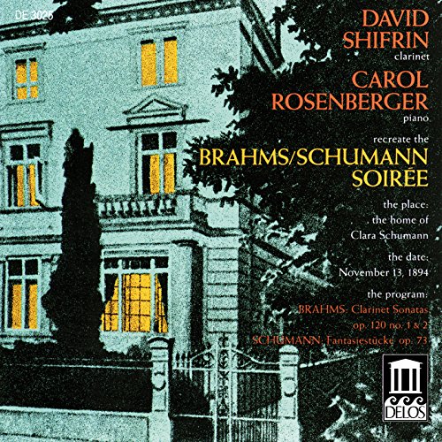 CD cover featuring a historic house and text listing composers Brahms and Schumann.