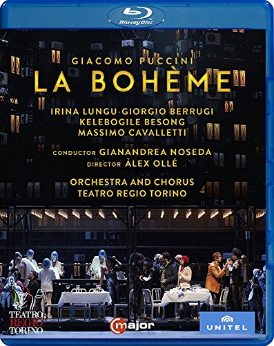 Blue-ray case cover featuring a stage performance of Puccini's "La Bohème" opera.