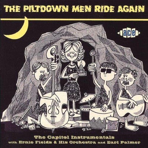 CD cover: cartoon cavemen playing instruments in front of a cave.