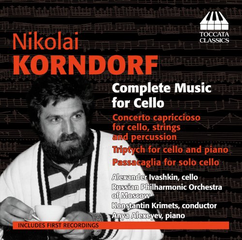 CD cover featuring a man with a cup, text listing musical compositions.