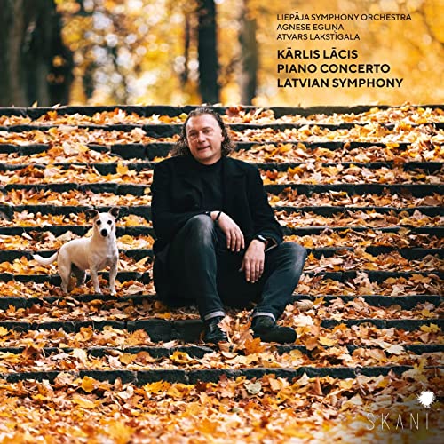 CD cover: man and dog on autumn leaves, orchestral music title.