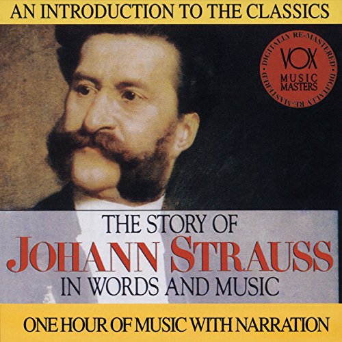 CD cover featuring a portrait of Johann Strauss with text overlays.