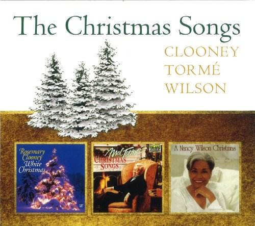 "CD cover with three Christmas albums: Clooney, Torme, and Wilson, on a gold background."