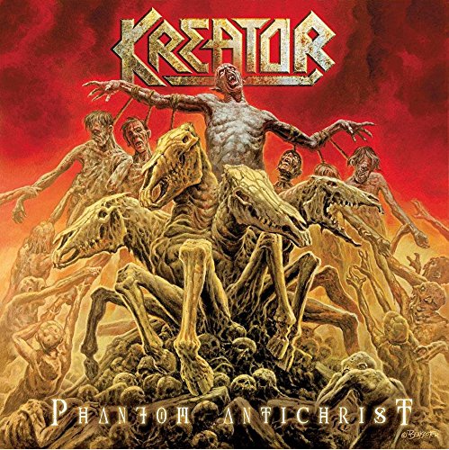 Album cover art: muscular man on horse surrounded by zombies, red and yellow background.